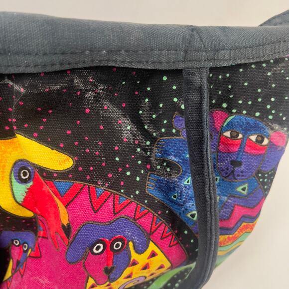 Laurel Burch Playful Dogs & Doggies Colorful Cotton Canvas Beach Bag 19 x 15 x 5 - Picture 9 of 16